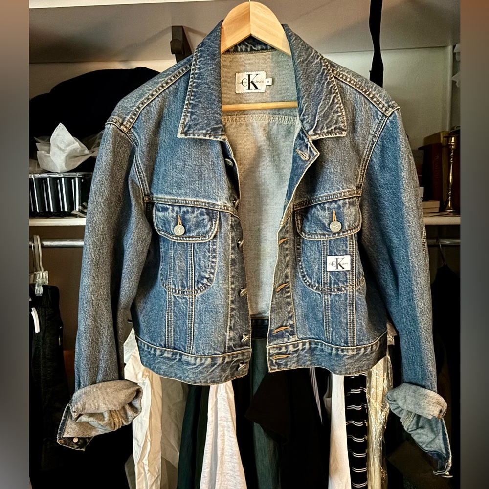 Vintage Calvin Klein Jeans Boxy Cropped Denim Jacket - Size Medium